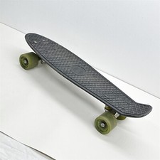 TwoBareFeet TBF Skateboard with Green Wheels Black Deck Old School Cruiser