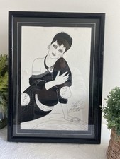 Vintage Pen & Ink Art Deco Style Drawing Of A Woman Fashion Signed L. J. Green