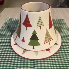 Large Yankee Candle Shade and Plate Set Christmas Trees 