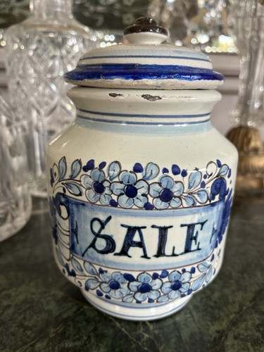 Antique italian majolica salt - italian,