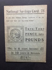 National Savings Card 75 10/24 1924? two fixed sixpenny Britannia Head stamps