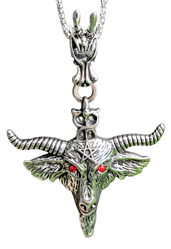 Red eye baphomet pendant - eye,