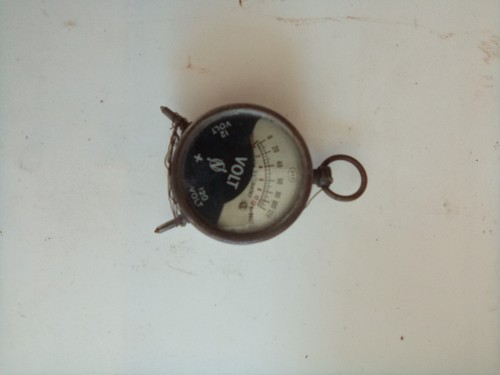Old voltmeter with - copper, wire