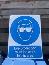 Vintage Eye Protection Must Be Worn In This Area Metal Sign Approx 23.5 X 17.5