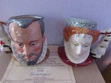 ROYAL DOULTON ARMADA QUEEN ELIZABETH 6821 - KING PHILIP SPAIN D6822 JUGS ltd ed