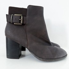 Ladies Brown Heeled Zip Up Buckle Comfort Ankle Boots UK 6 Extra Wide Fit