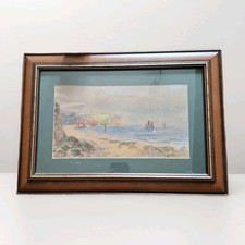 Antique Original Watercolour South Whitby Abbey Alfred Durham Coastal Seascape