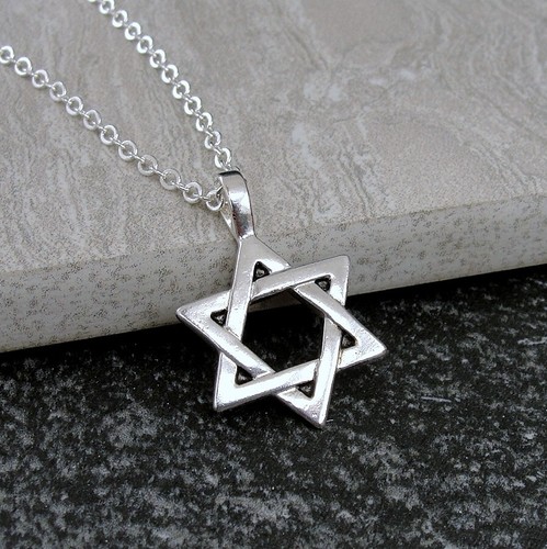 Silver star david necklace - silver, of