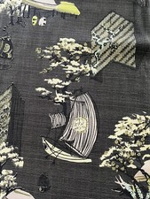 Mid Century Barkcloth Asian