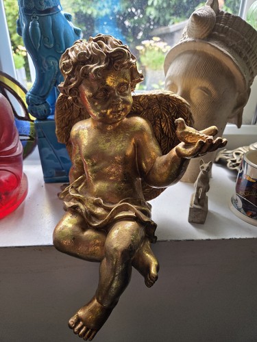 Large vintage gold tone shelf - tone,
