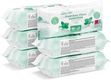 Amazon Brand - Mama Bear Fresh Lightly Fragranced Baby Wipes – Pack of 6 (Tot