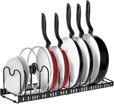Pan Pot Lid Organiser Storage Rack Adjustable Kitchen Cupboard Saucepan Holder