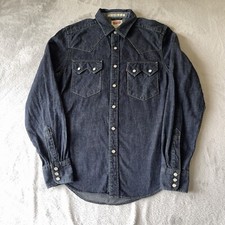 Levi's Mens Slim Fit Pearl Snap Sawtooth Western Denim Shirt Indigo Blue Size S