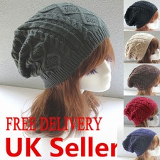 Mens Ladies Knitted Woolly Winter Oversized Slouch Beanie Hat Cap skateboard