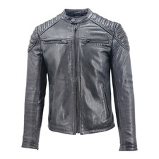 Superdry Premium Men’s Black Hero Leather Racer Jacket RRP £199.99
