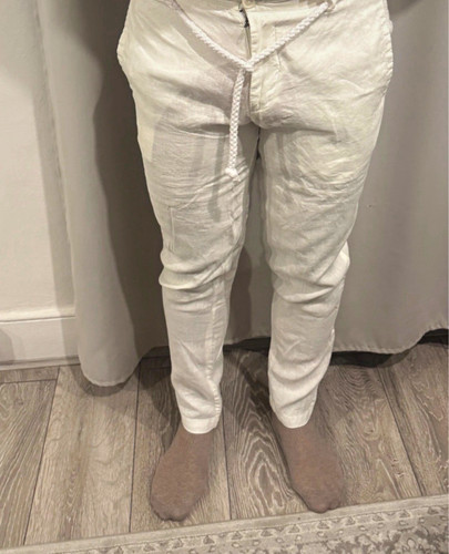Stylish cream linen-blend