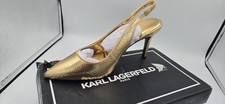 Karl Lagerfeld Rosalyn Shoes Womens Size 9 Gold Snakeprint Slingback Heels