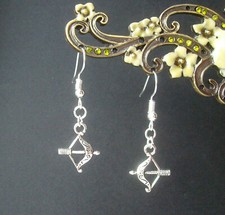 Small Crossbow Bow and Arrow Charm Dangly Earrings - Steampunk Alternative