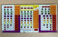 Vintage 1970s Lucky Stars Bell-Fruit Fruit Machine Payouts Glass Display  