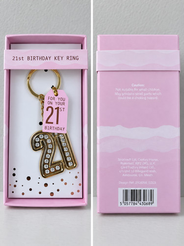 Pink 21st birthday key - 21st,