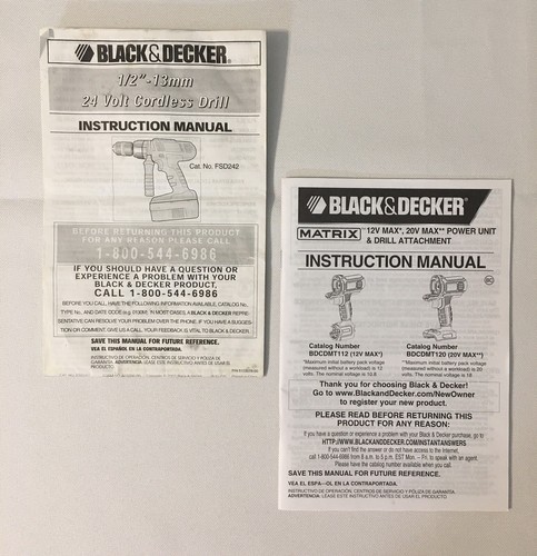 Black decker instruction - &,