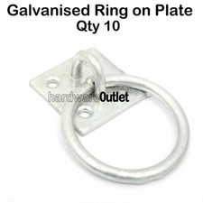 10 x Galvanised Rings on 50mm Back Plates Mooring Rings Boat Yacht Trailer Tie 