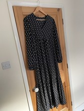 Primark Black Paisley / Floral Long Sleeve Dress Size 14 Brand New