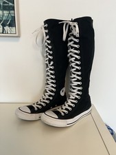 Black Knee High Converse Lace