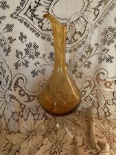 Vtg MCM Hand Blown Amber Glass