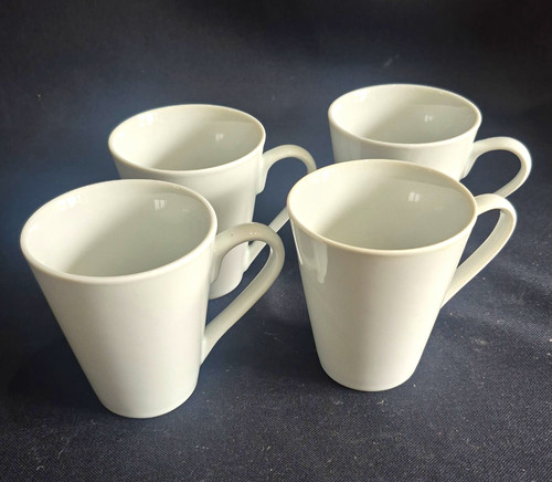 White ceramic coffee mugs set - white,