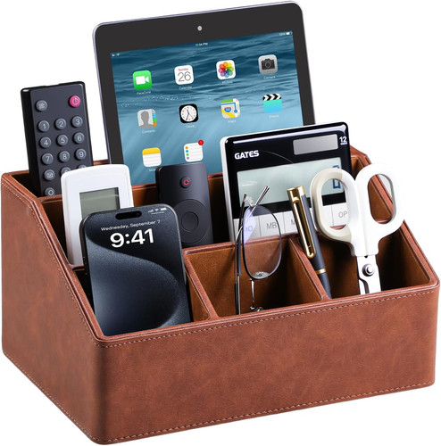 Leather desk organizer - pu,