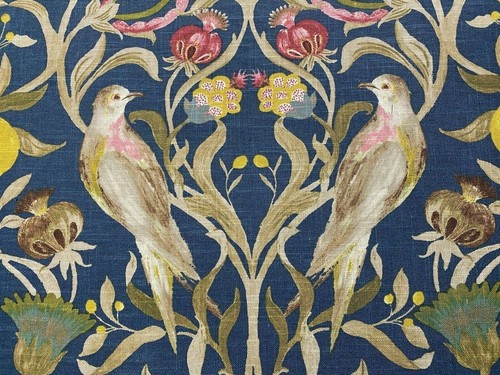 Love birds floral linen hauge - linen,