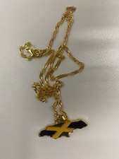 Gold Jamaica Flag Map Necklace