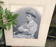 Antique Edwardian country gent in tweed photo shop advertising ex-large 19"x 24"