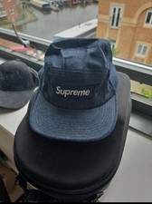 Supreme 5 Panel Blue Denim Croc Strap Camp Cap Box Logo OFFER WELCOME