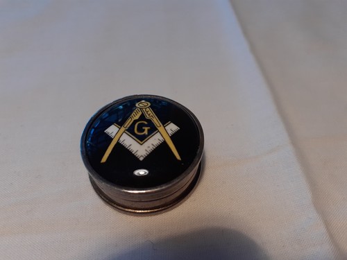 Masonic enamelled pill box - masonic,