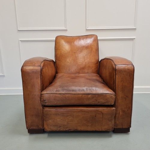 Large french leather club - leather,
