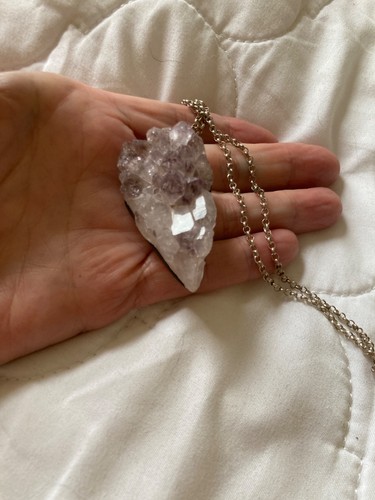 Large amethyst crystal pendant - crystal,