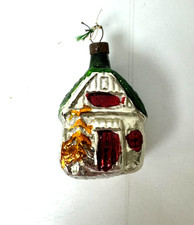 Antique Glass Christmas Decoration Bauble ~ Figural House ~ Vintage