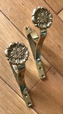 Pair solid brass brackets  brass for 2" pole - (small shed)