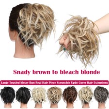 Messy Bun Hair Piece Scrunchie Updo Cover Curly Hair Extensions Real as Human