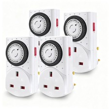 4 pack 12 Hour 12HR Timer Switch Mains Plug in Clock UK Socket 3 Pin Plug 13A UK