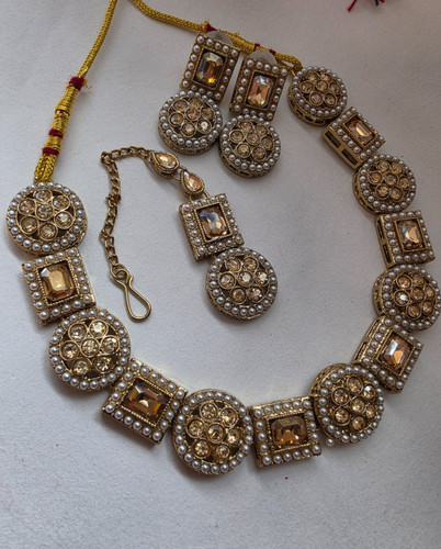 Indian kundan necklace - necklace, set