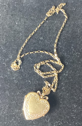 375 gold heart locket - gold, on