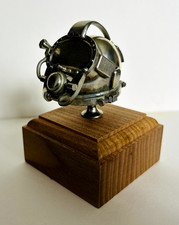 Kirby Morgan Superlite 37 Diving Helmet Pewter Mounted on wooden base, Miniature