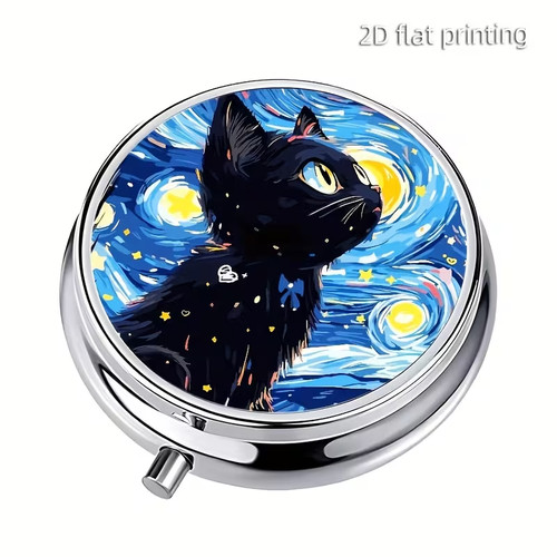 Cat themed round pill - round,