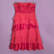 Monsoon Petite Women’s Red Silk Strapless Tiered Ruffle Dress  10 Occasion Party