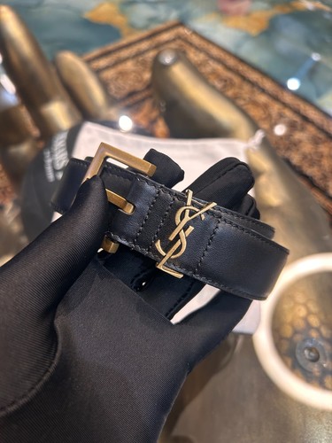 Ysl cassandre leather belt - leather,
