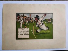 The Rules Of Cricket - Long Leg. Antique Cartoon Print By Chas Crombie