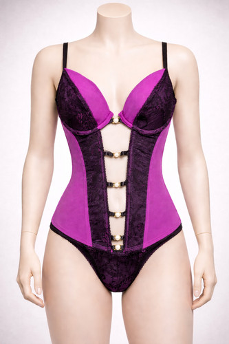 Ladies purple basque and - purple,